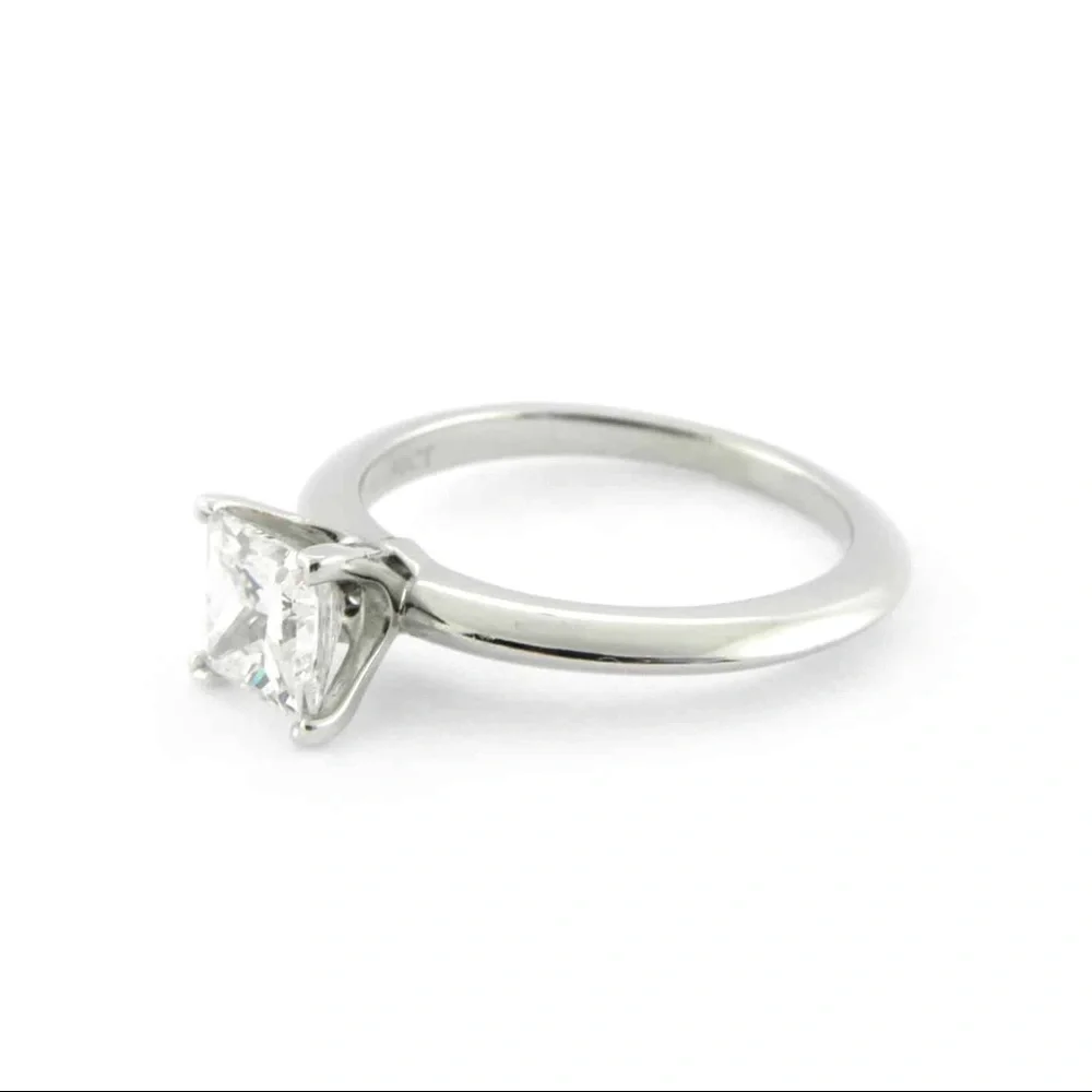 0.84Ct 6mm Princess Cut Solitaire Ring AAA+ Diamond
